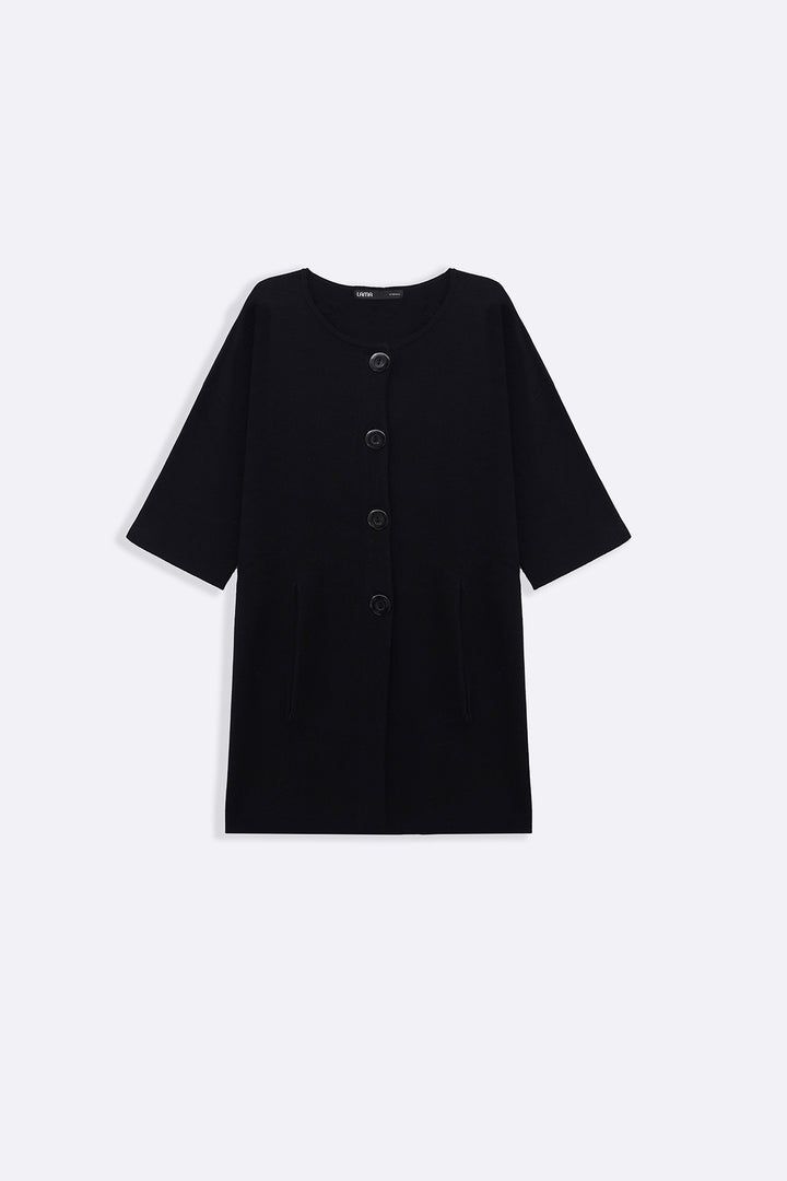 BLACK BUTTON KNIT CARDIGAN