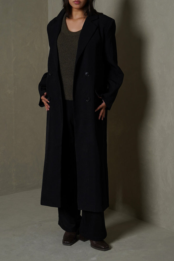 BLACK-EXTRA LONG BLAZER