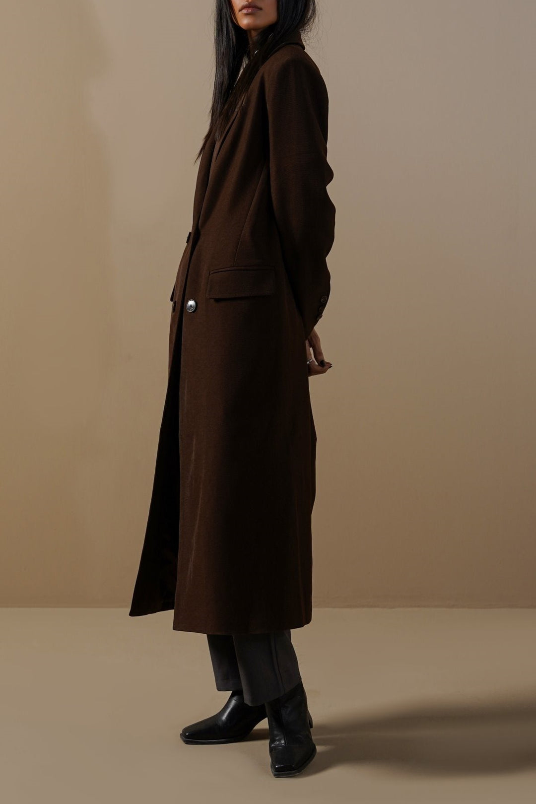 BROWN EXTRA LONG BLAZER