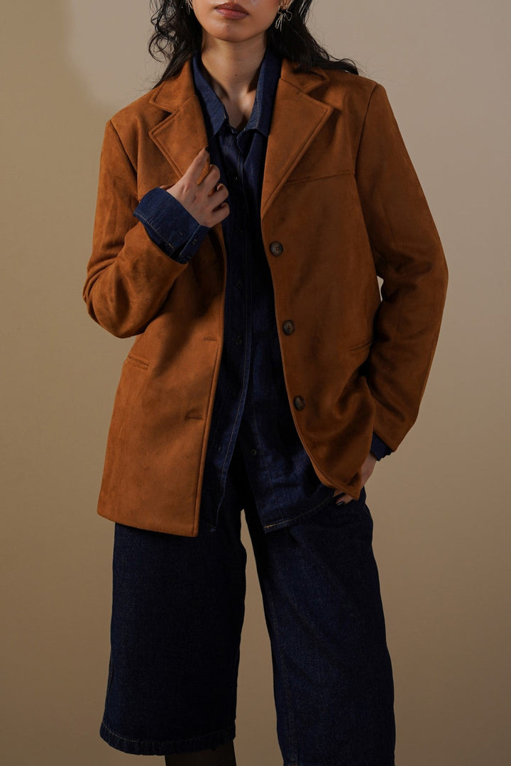 CAMEL SUEDE BLAZER-JACKET