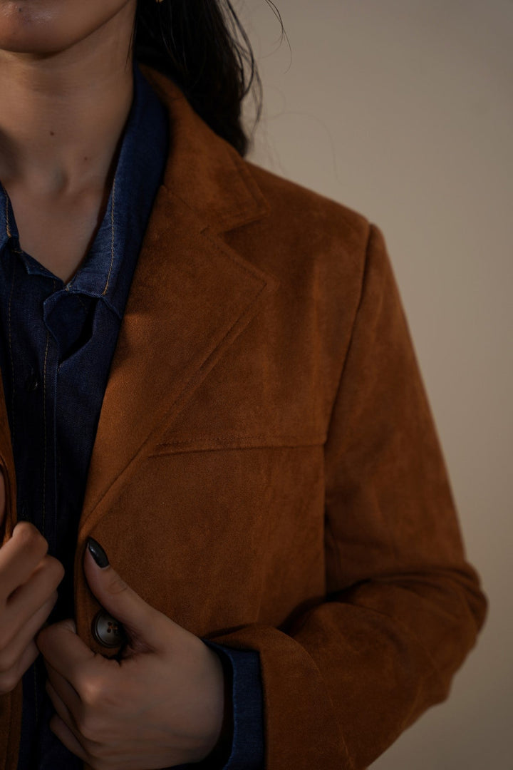 CAMEL SUEDE BLAZER-JACKET