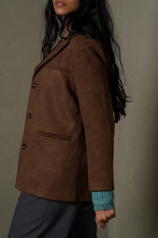 CHOCOLATE SUEDE BLAZER-JACKET