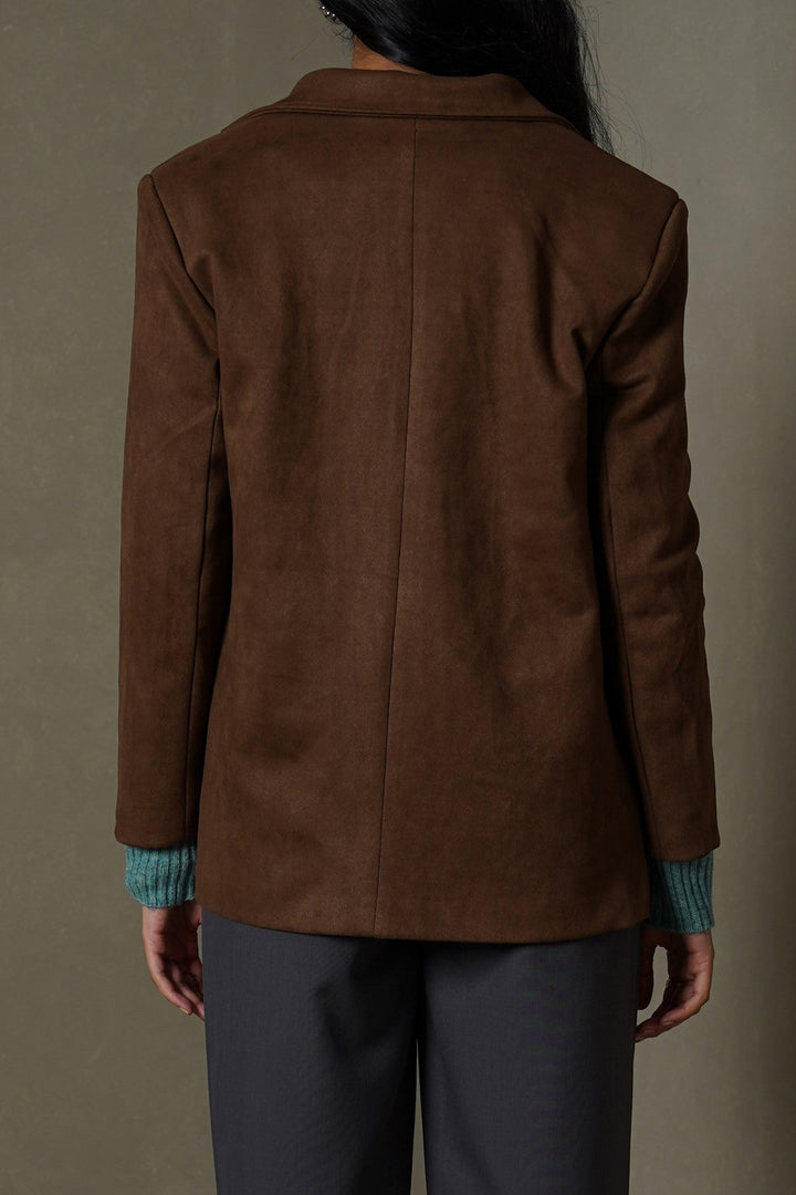 CHOCOLATE SUEDE BLAZER-JACKET