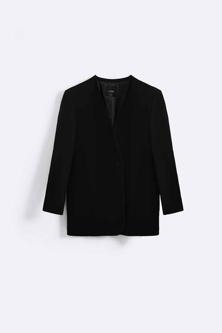 BLACK COLLARLESS BLAZER