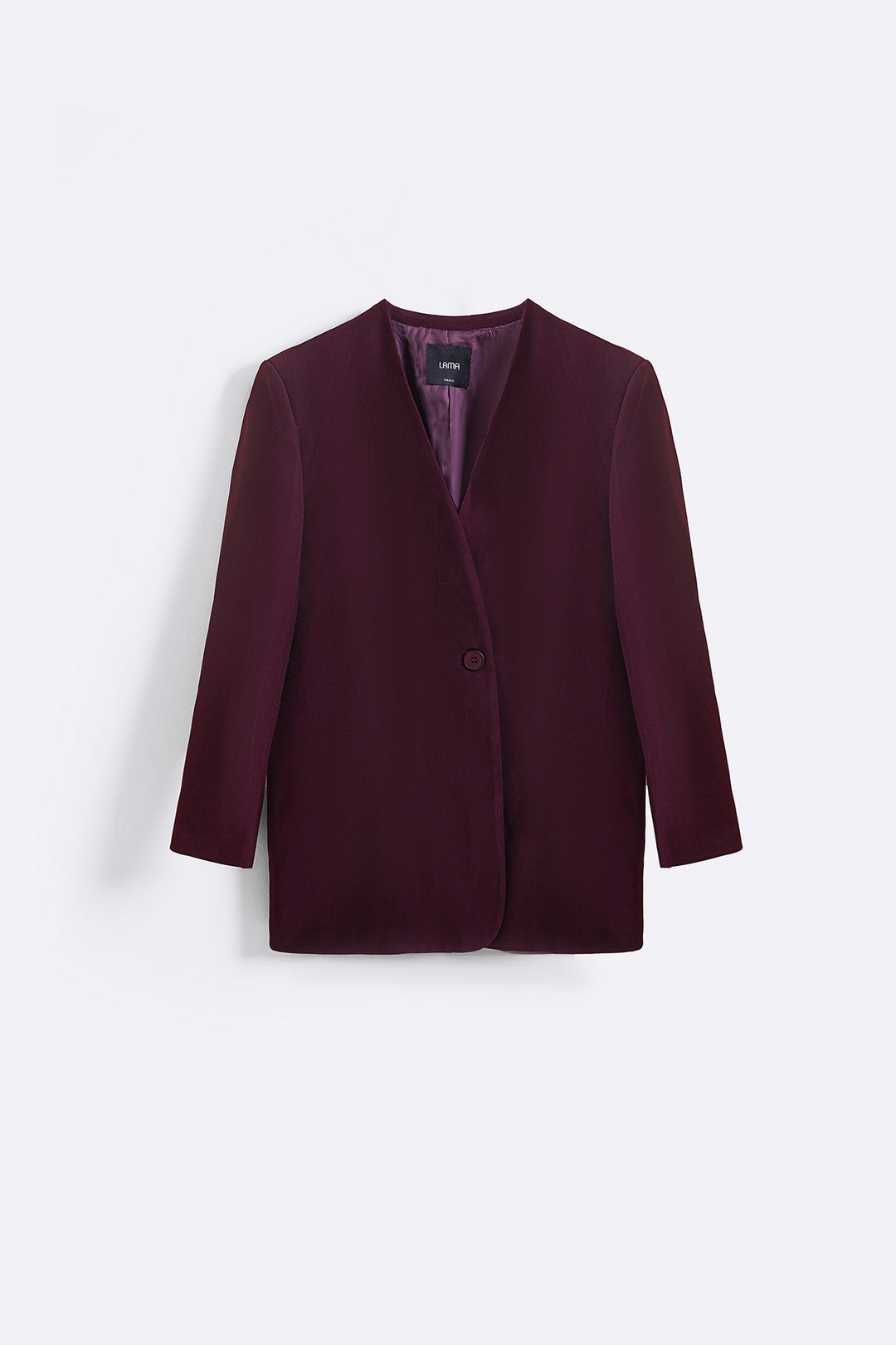 BURGUNDY COLLARLESS BLAZER