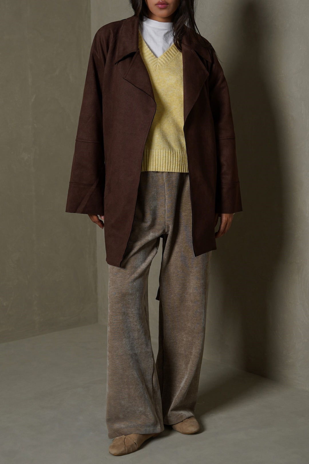 CHOCOLATE-ARLO SUEDE TRENCH