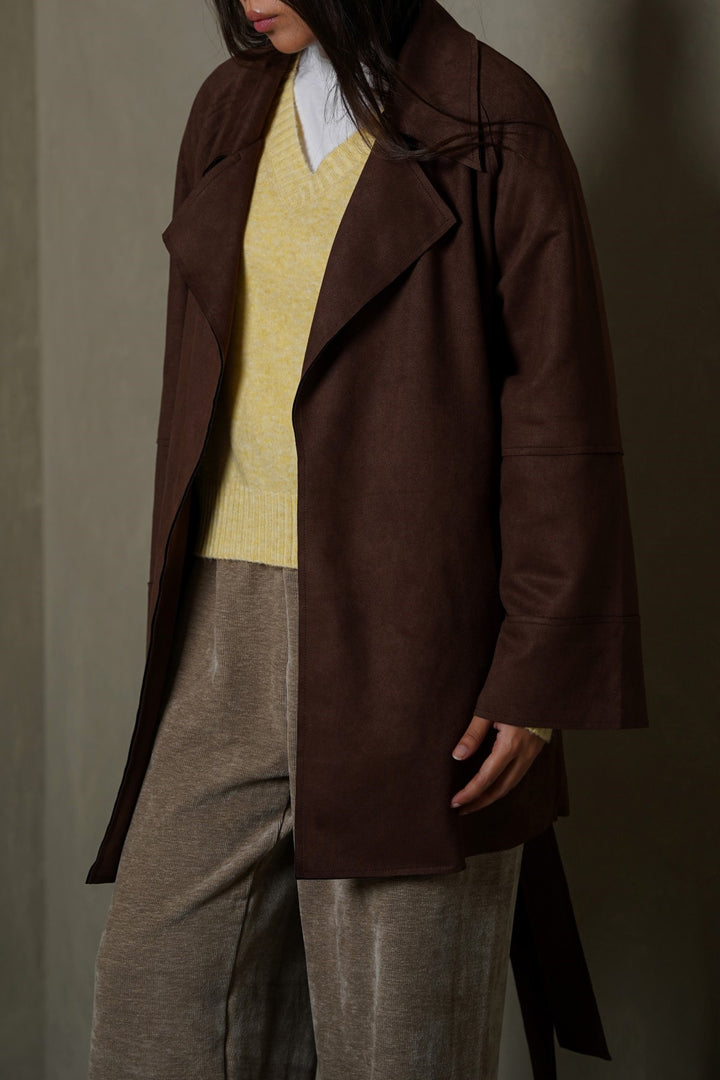 CHOCOLATE-ARLO SUEDE TRENCH