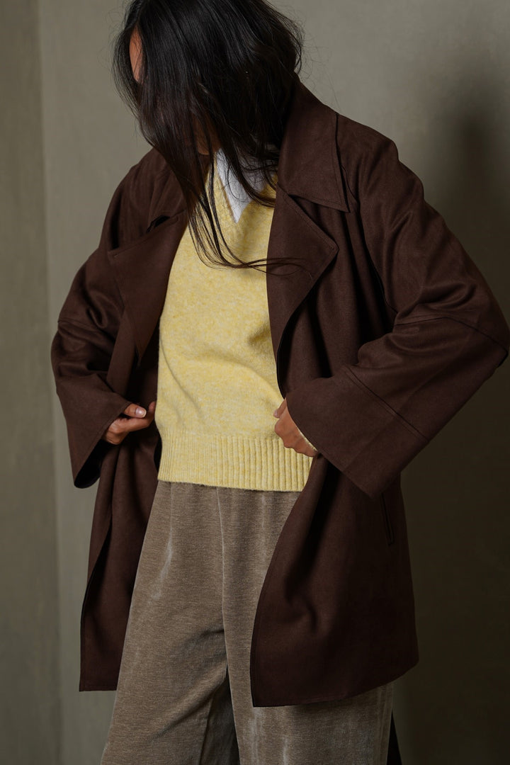 CHOCOLATE-ARLO SUEDE TRENCH