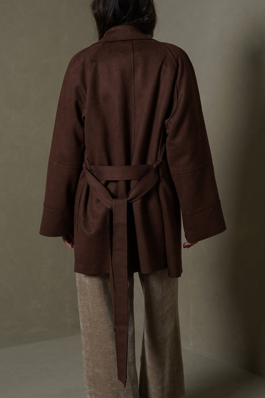 CHOCOLATE-ARLO SUEDE TRENCH