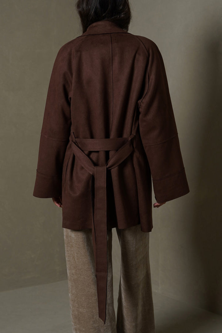 CHOCOLATE-ARLO SUEDE TRENCH