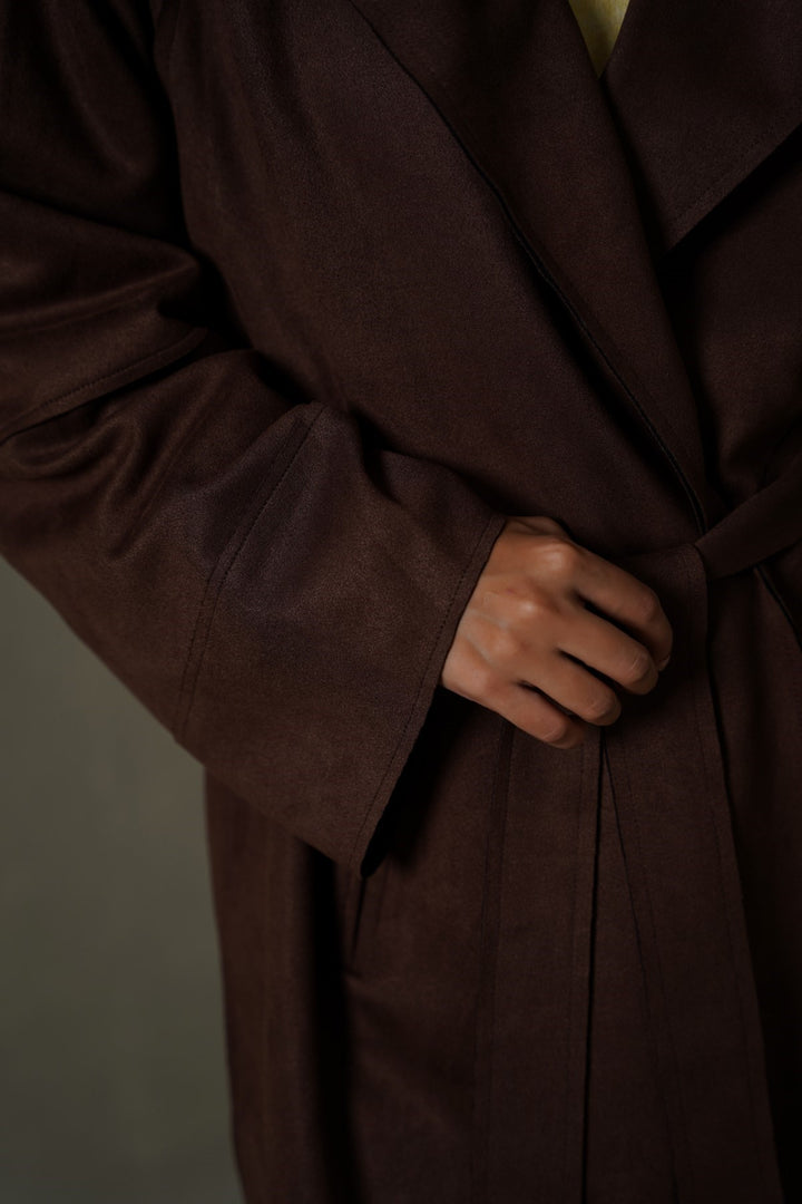 CHOCOLATE-ARLO SUEDE TRENCH