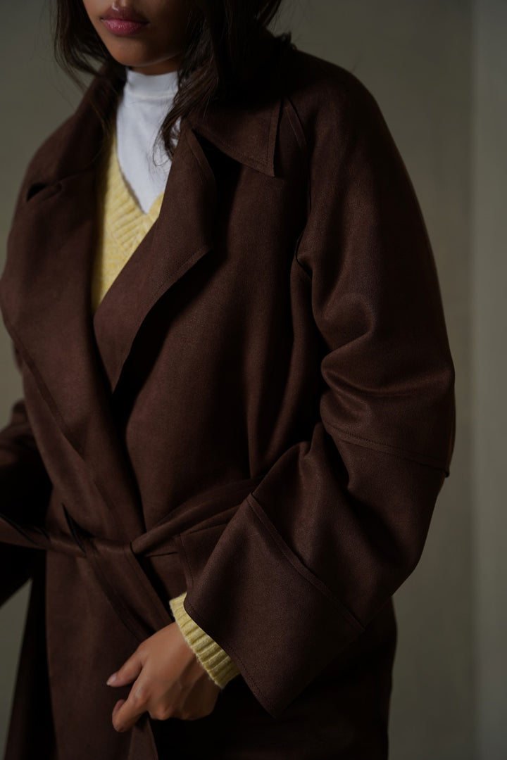 CHOCOLATE-ARLO SUEDE TRENCH