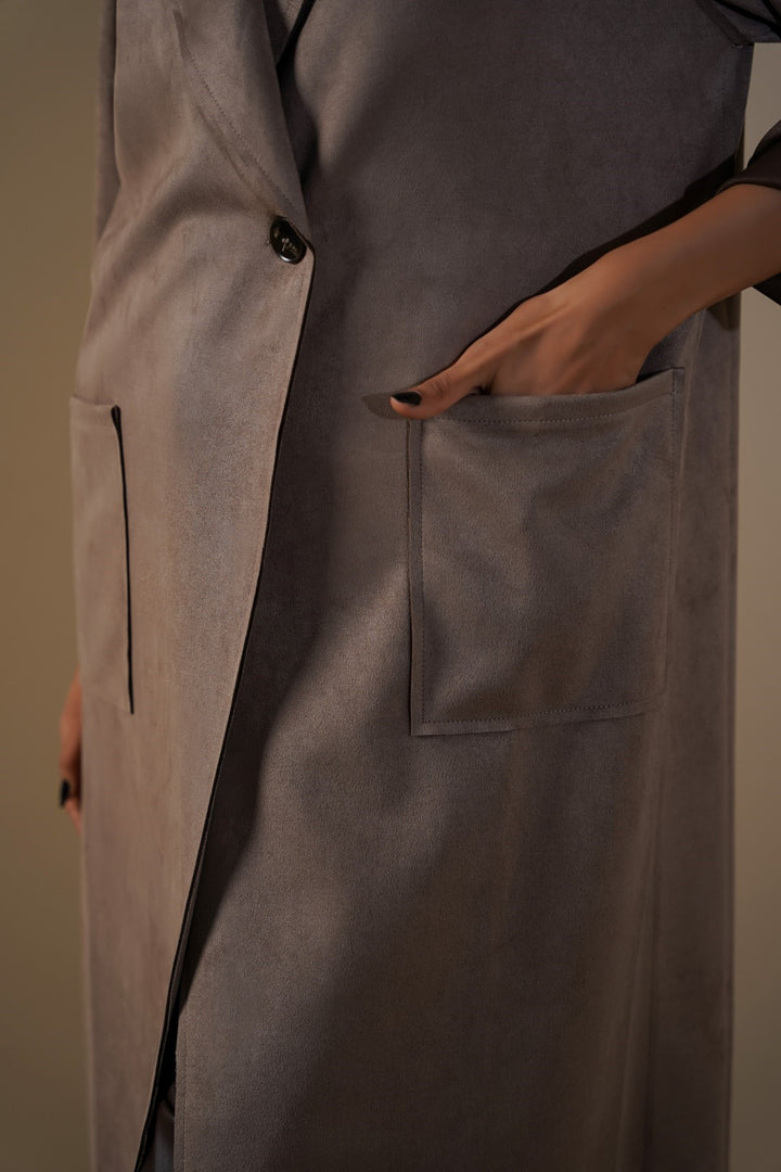 TAUPE-LUXURY LONG SUEDE COAT