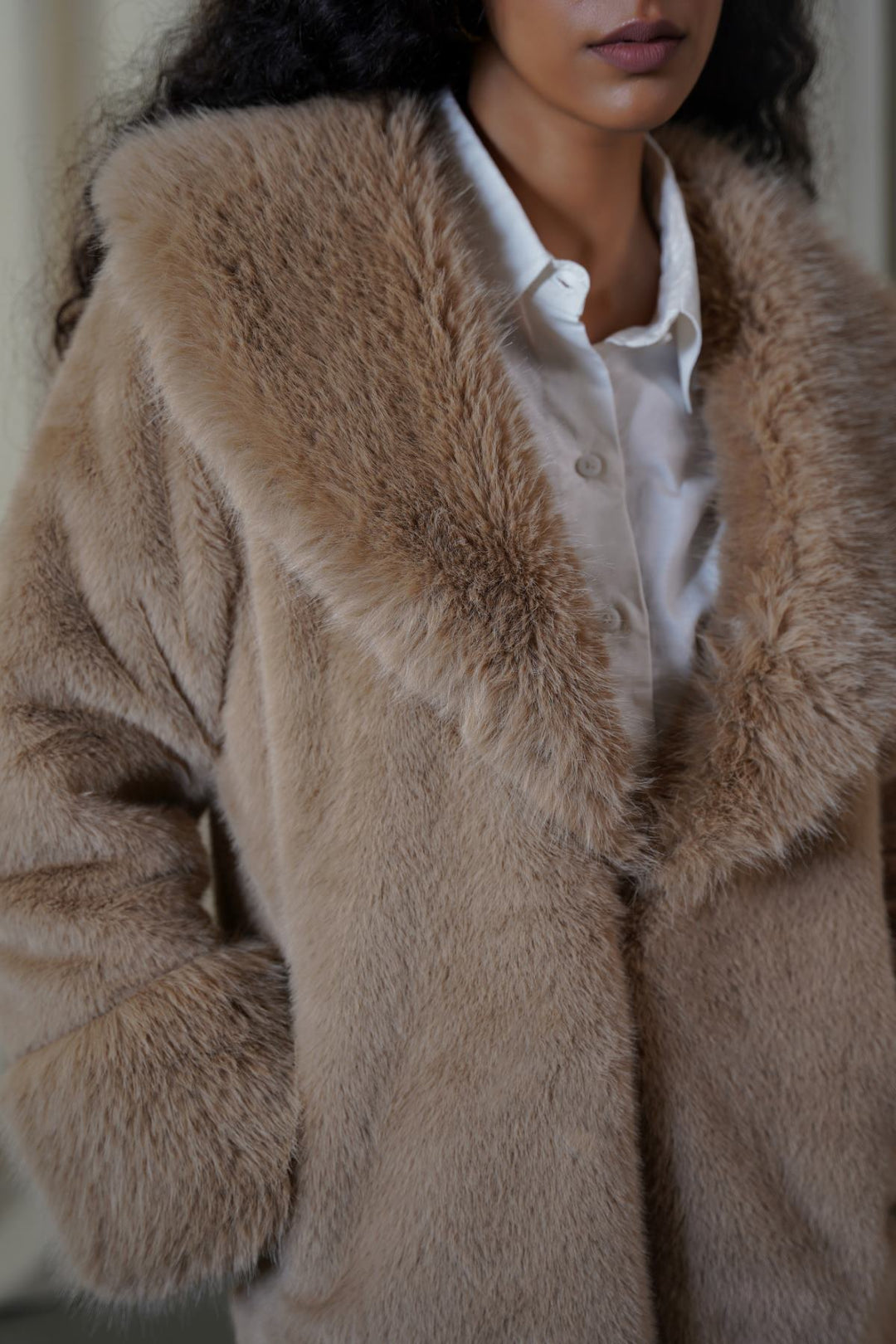 BROWN MOB WIFE FUR COAT