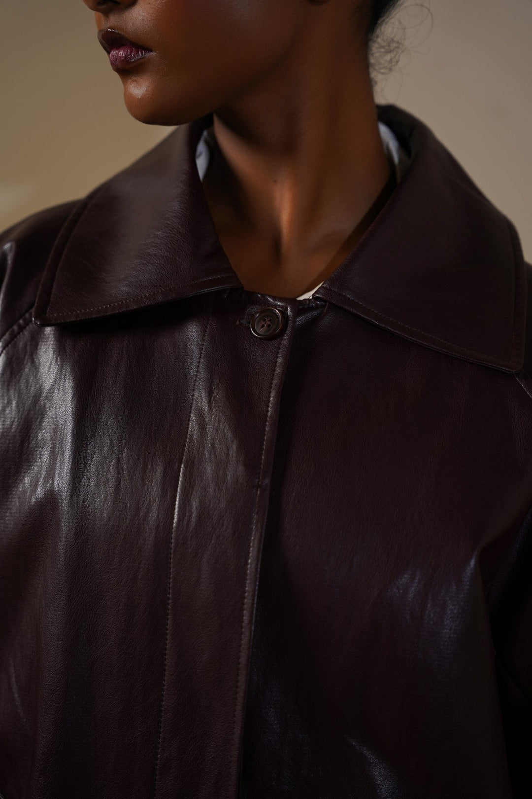 BURGUNDY ESSENTIAL LEATHER JACKET