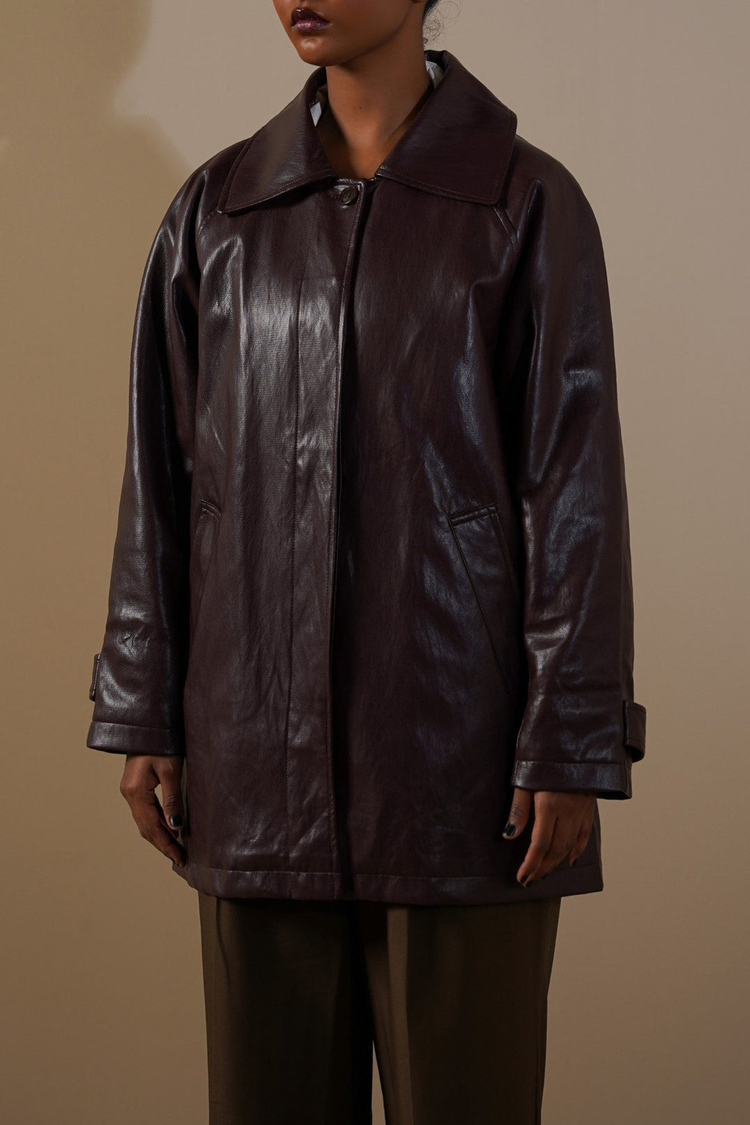 BURGUNDY ESSENTIAL LEATHER JACKET