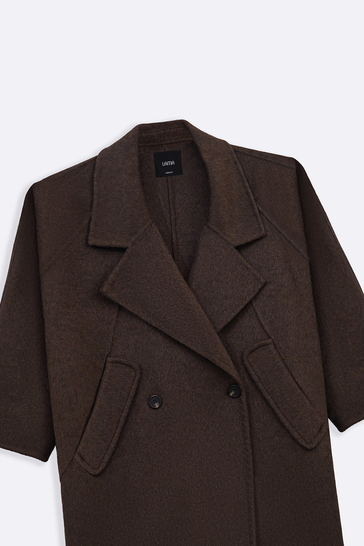 BROWN LONG WOOL COAT