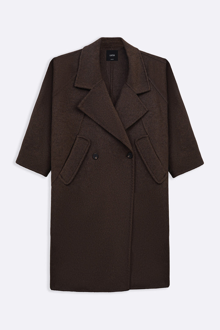 BROWN LONG WOOL COAT