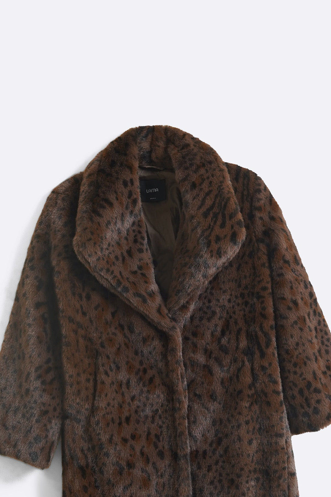 BROWN FAUX LEOPARD FUR COAT