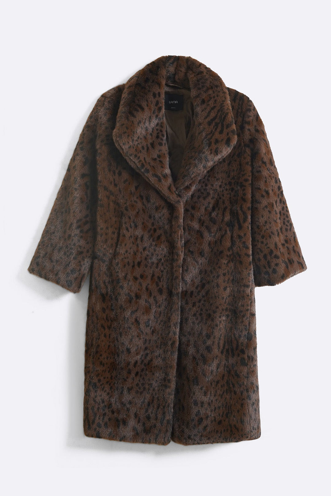BROWN FAUX LEOPARD FUR COAT
