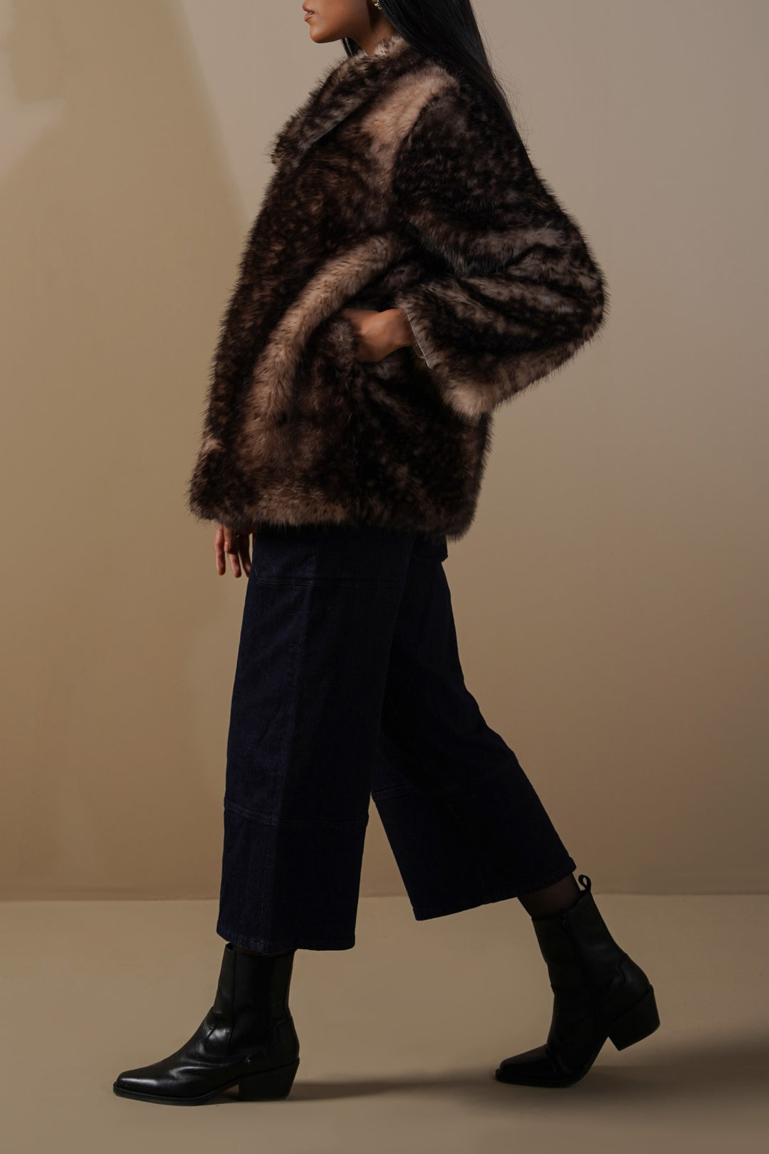 BROWN BAMBI FAUX FUR COAT