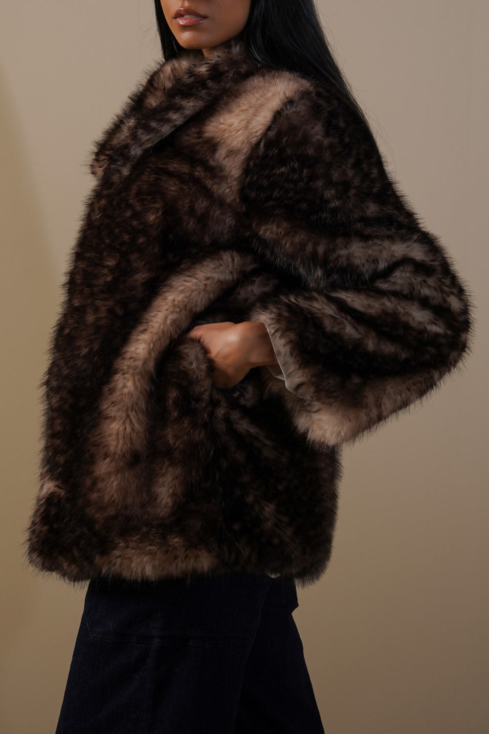 BROWN BAMBI FAUX FUR COAT