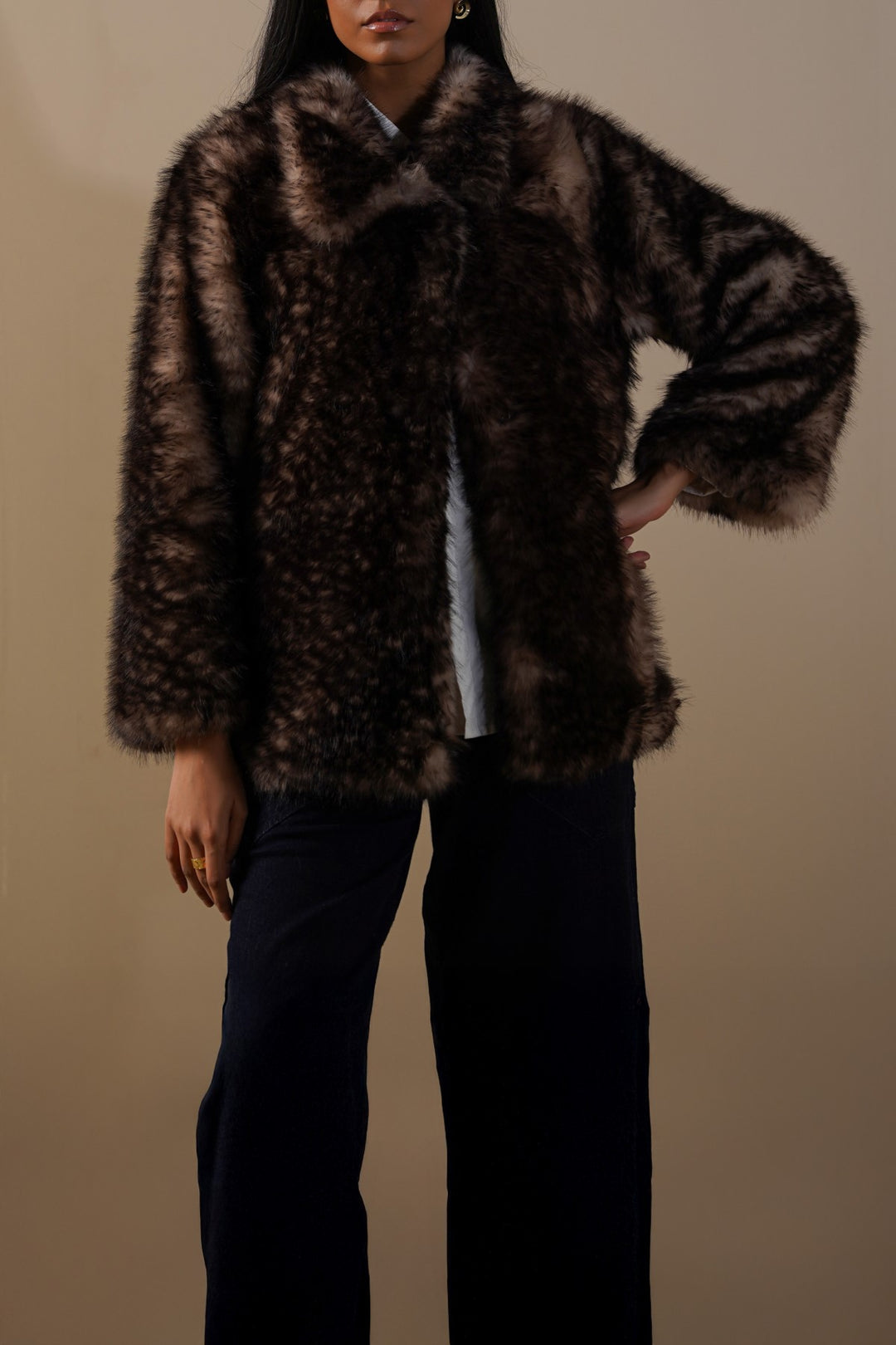 BROWN BAMBI FAUX FUR COAT