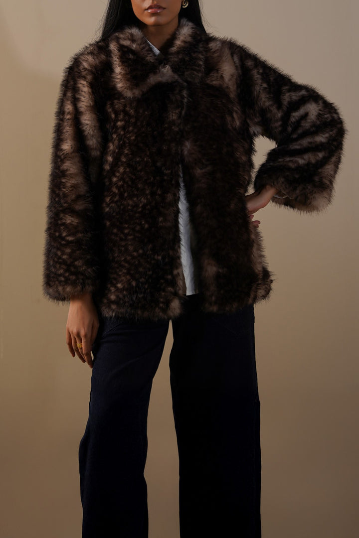 BROWN BAMBI FAUX FUR COAT