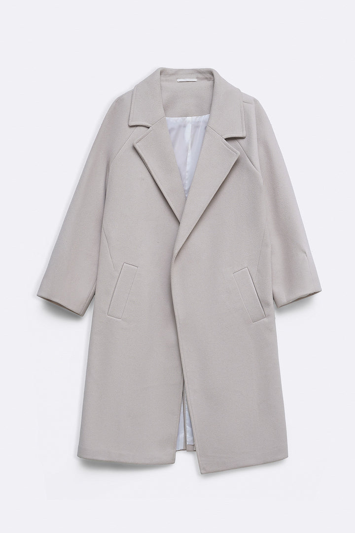 BEIGE LONG BELTED COAT