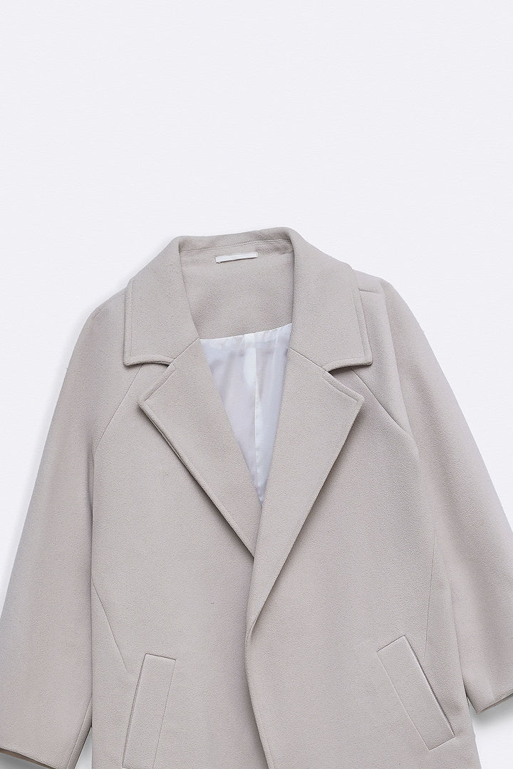 BEIGE LONG BELTED COAT