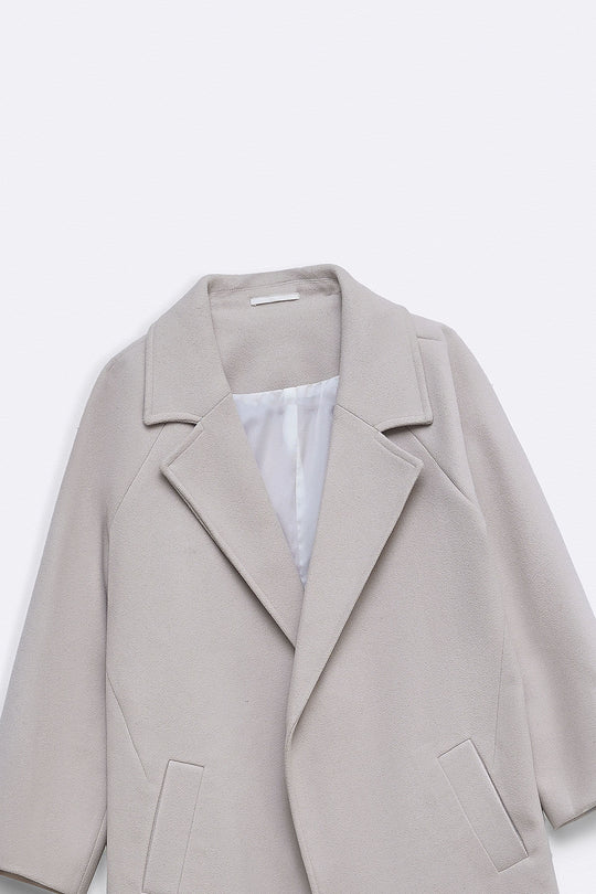 BEIGE LONG BELTED COAT