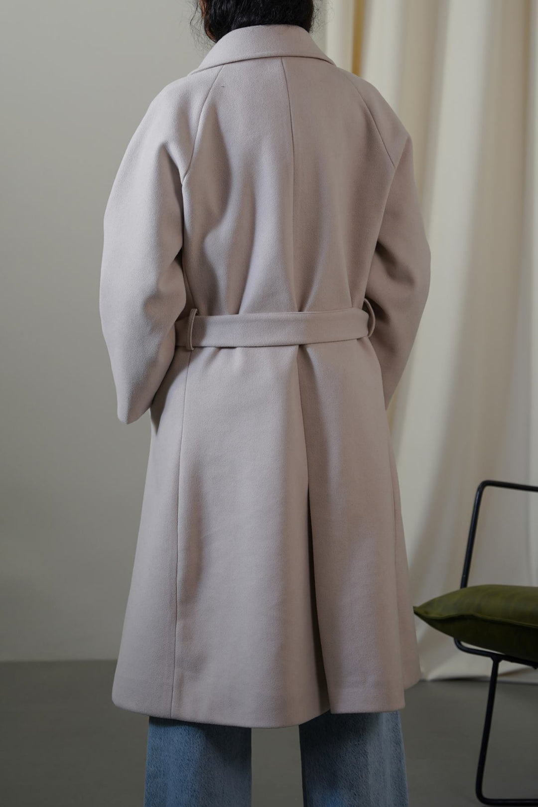 BEIGE LONG BELTED COAT