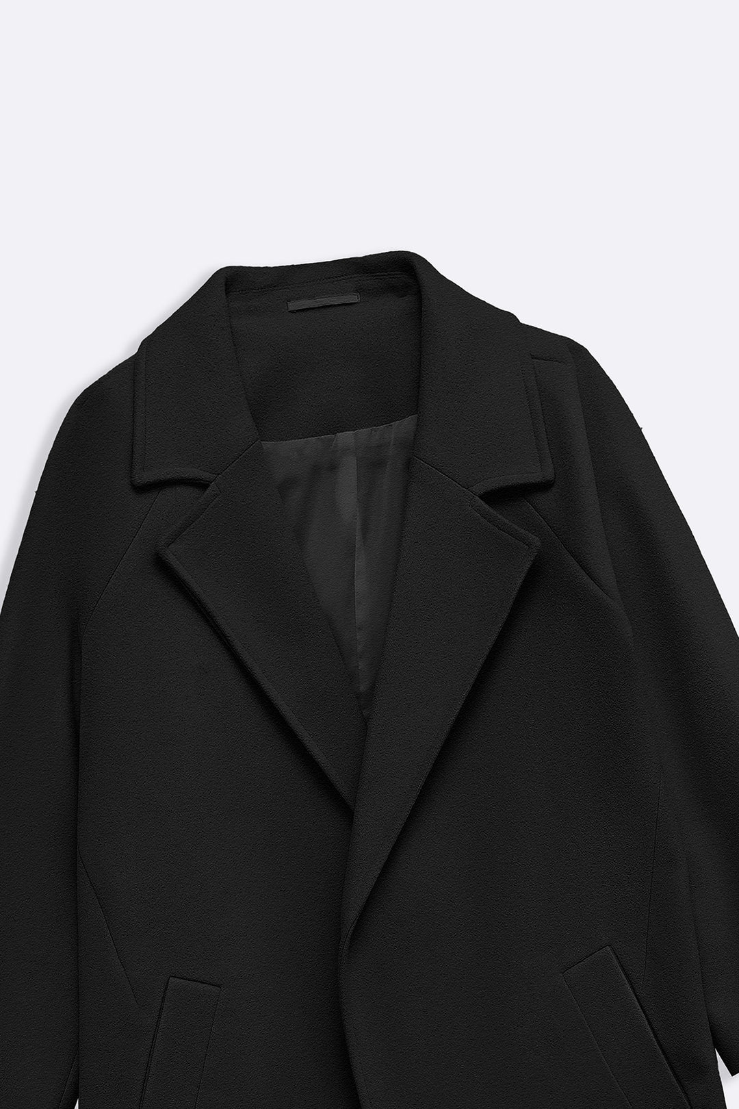 BLACK LONG BELTED COAT