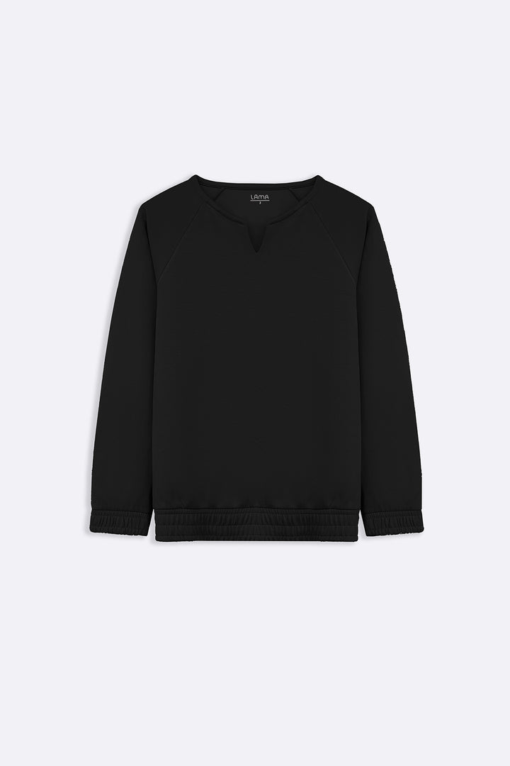 BLACK V-NOTCH PULLOVER