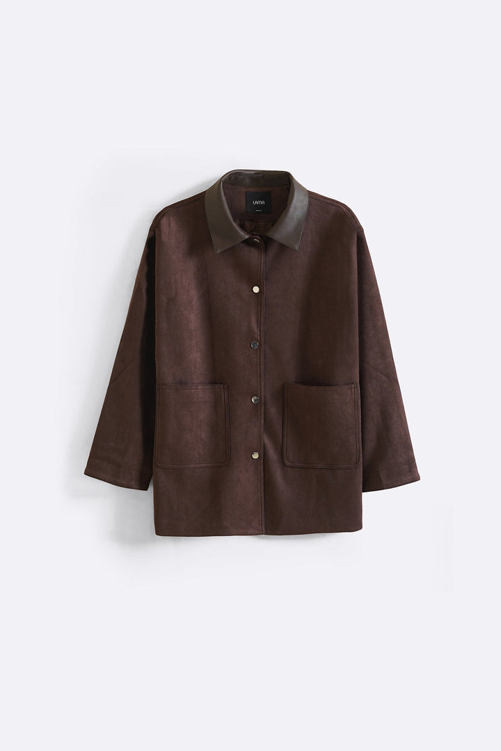 BROWN SUEDE JACKET WITH COLLAR