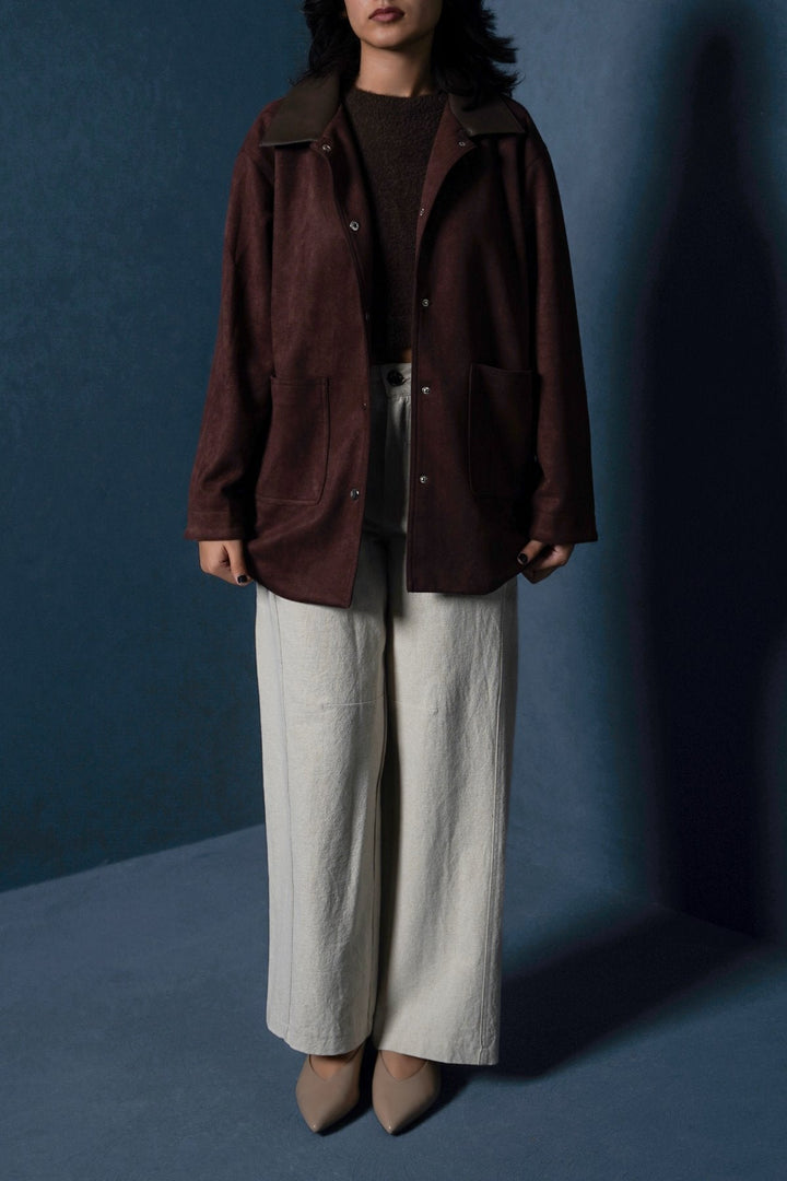 BROWN SUEDE JACKET WITH COLLAR