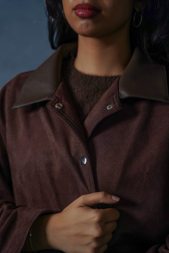 BROWN SUEDE JACKET WITH COLLAR