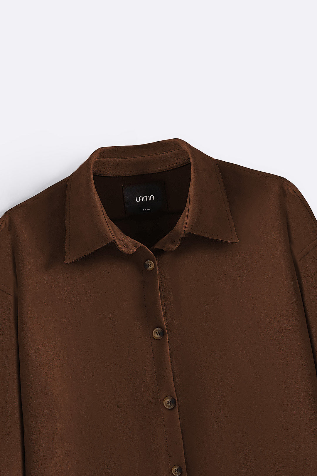 BROWN CUT-HEM SUEDE SHIRT