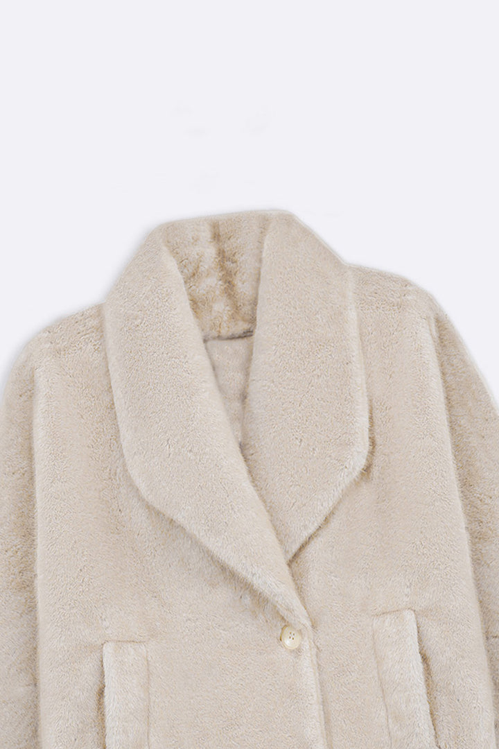 OFF WHITE SHORT WRAP FUR JACKET