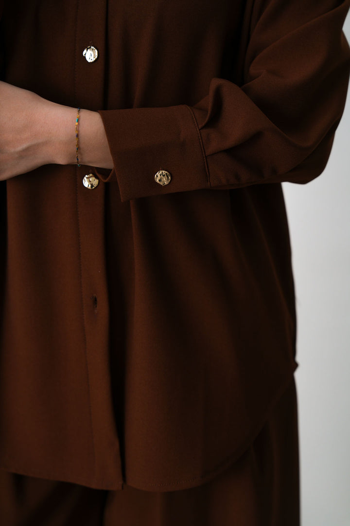 BROWN FLOW BUTTONED SHIRT
