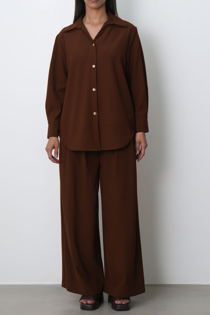 BROWN FLOW BUTTONED SHIRT