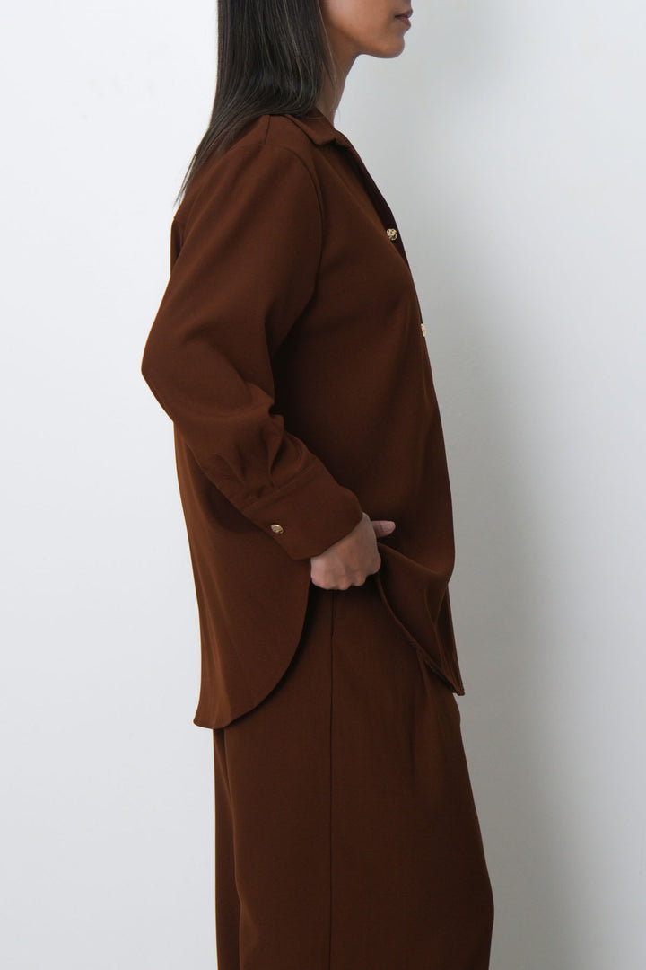 BROWN FLOW BUTTONED SHIRT