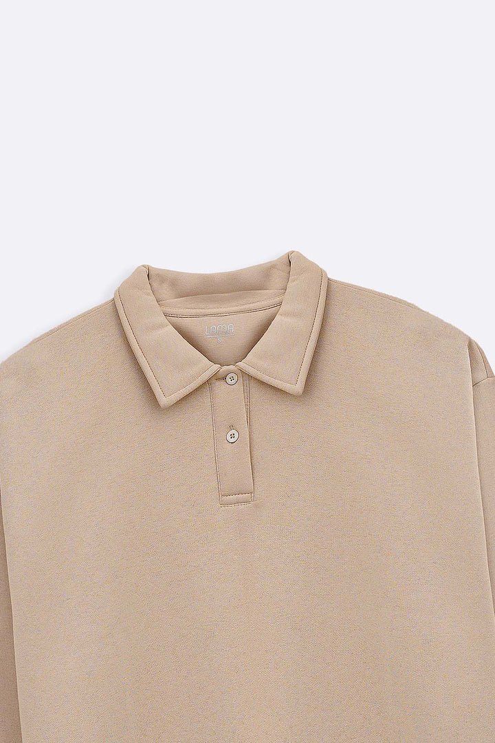 BEIGE CLASSIC FLEECE POLO