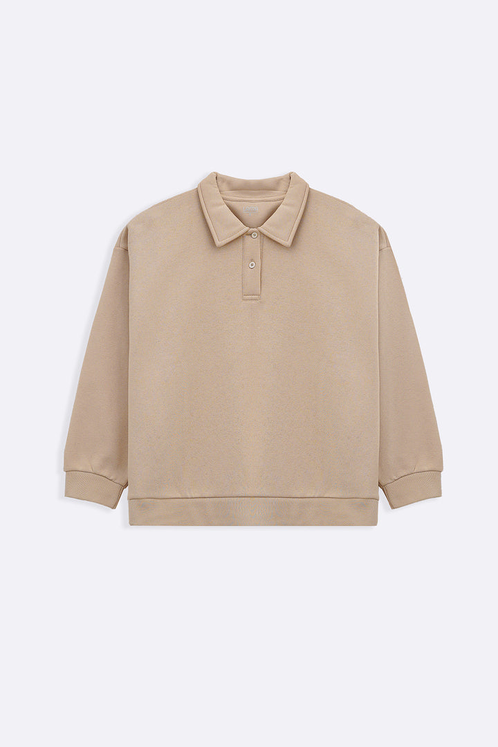 BEIGE CLASSIC FLEECE POLO