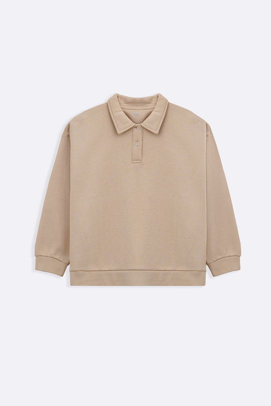 BEIGE CLASSIC FLEECE POLO