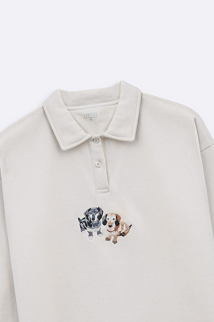 IVORY PUPS FLEECE POLO