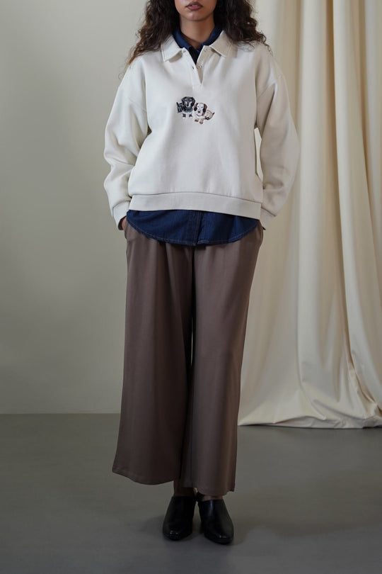 IVORY PUPS FLEECE POLO