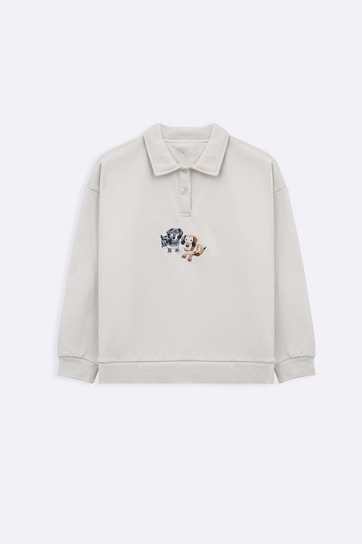 IVORY PUPS FLEECE POLO