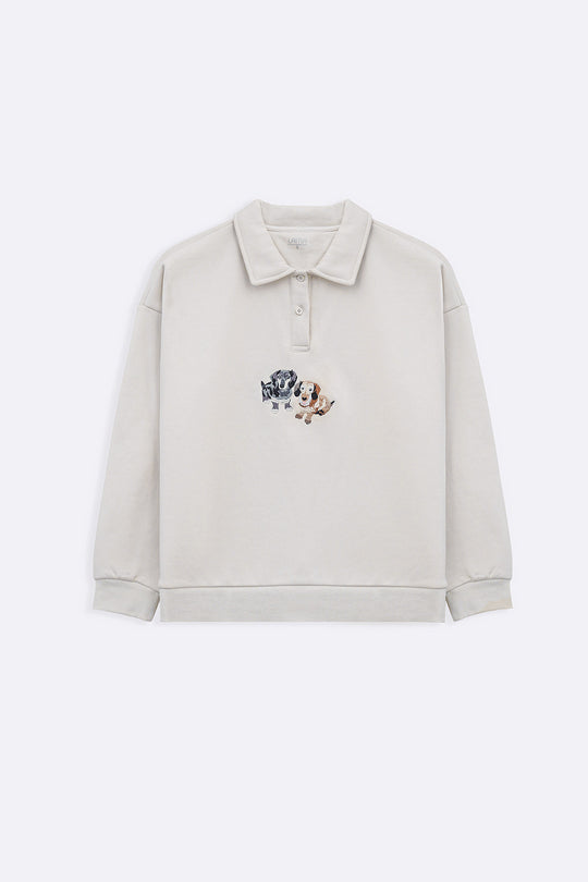 IVORY PUPS FLEECE POLO