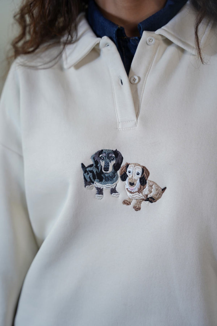 IVORY PUPS FLEECE POLO